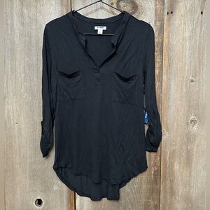 Old Navy Long Sleeve Double Pocket Tunic Top in Black Size Small
